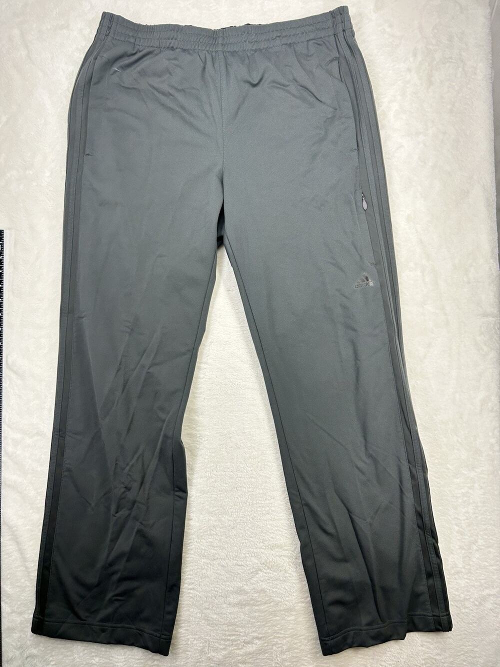 Adidas Pants Mens XL Gray 3-Stripes Joggers Track Athletic Cuffed Ankle Training
